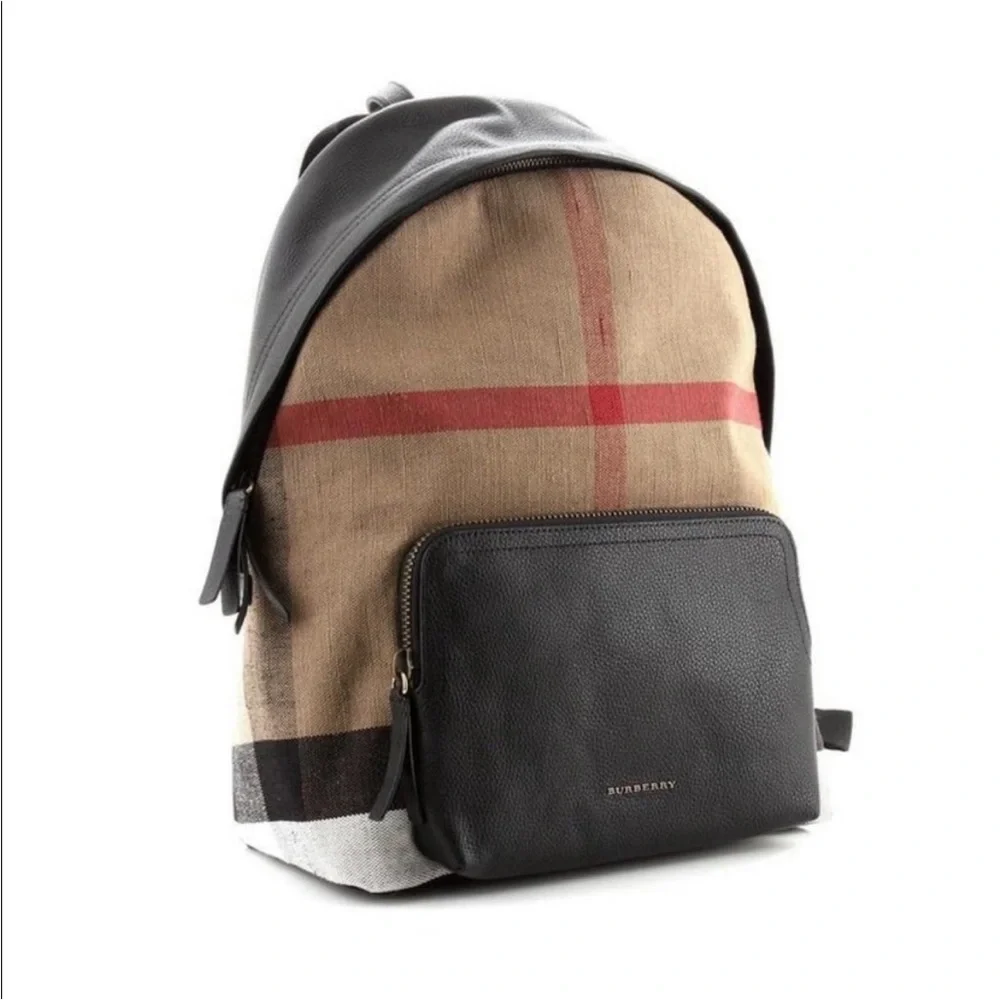 Burberry Aabbeydale check plaid leather unisex backpack